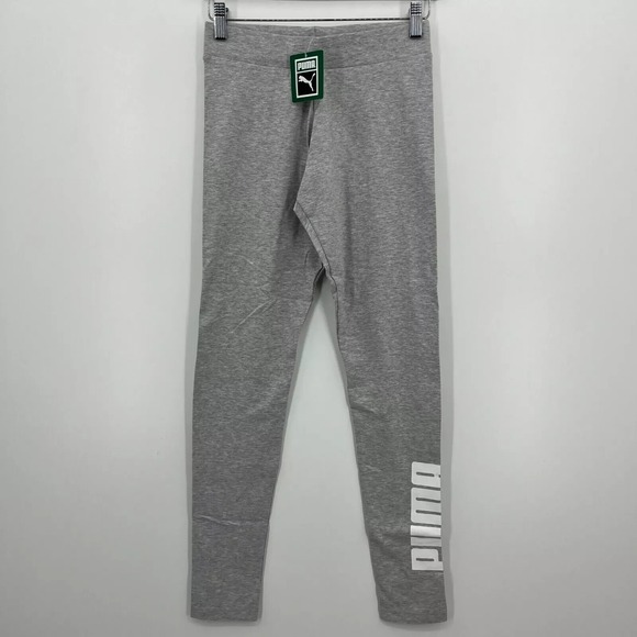 Puma Leggings Women's Size S Light Gray Heather Archive Logo T7 Striped Logo NWT - Picture 1 of 12